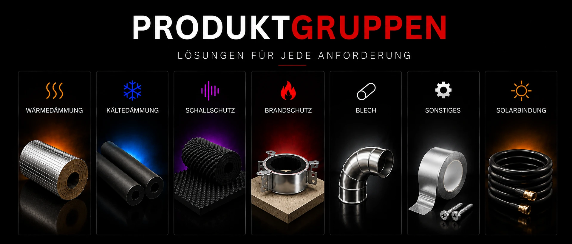Isodaem Produktgruppen, Wärme-, Kälte-Dämmung, Schall- und Brandschutz, Blech
